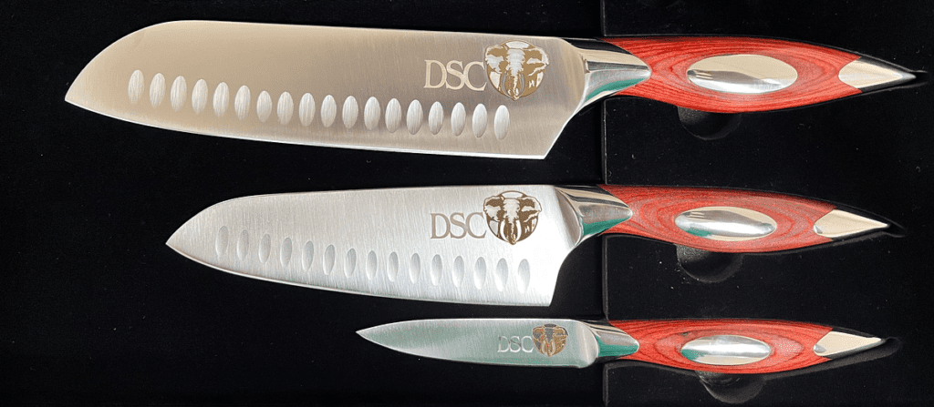 etched knife set